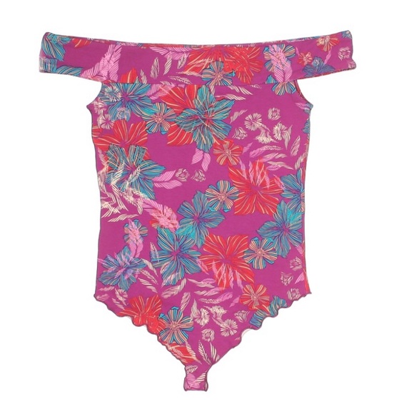 - FREE PEOPLE- purple floral cap sleeve body… - Picture 4 of 5